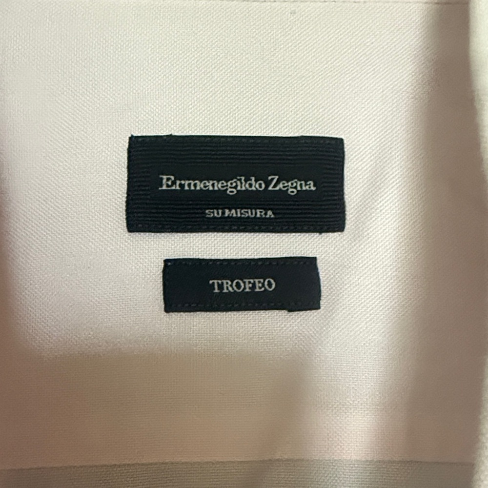 Ermenegildo Zegna Trofeo Luxury Men’s Light Pink Dress Shirt Sz Medium - Picture 6 of 9